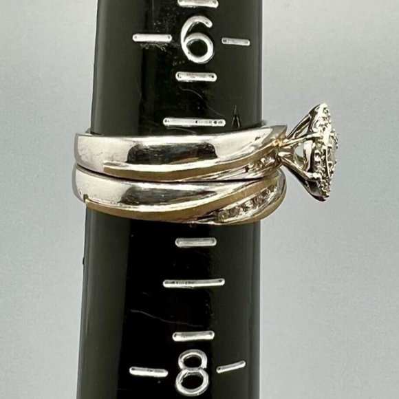 BEAUTIFUL BEGINNINGS Diamond Accent Engagement Bridal Set 14k Gold and Sterling - Picture 3 of 4